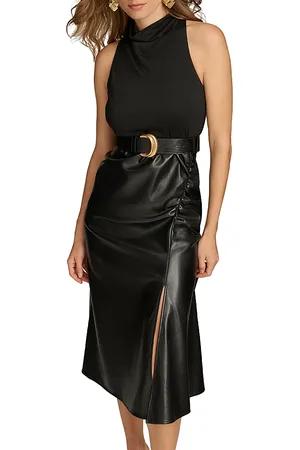 DKNY Belted Mixed Media Dress