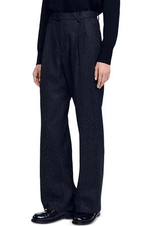 Sandro Fleck Rhinestone Stripe Wide Pants