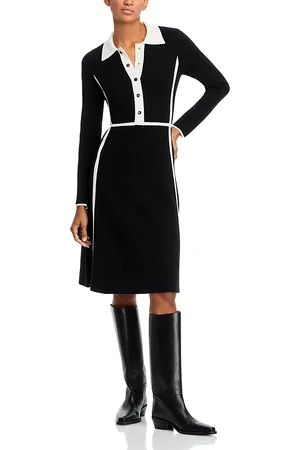ELIE TAHARI Contrast Trim Sweater Dress