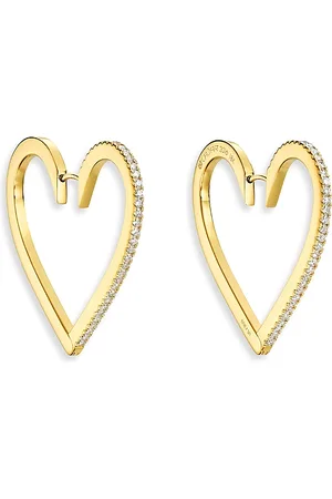 Cadar 18K Yellow Endless Hoop Heart Earrings with Diamonds, 0.82 ct. t. w.