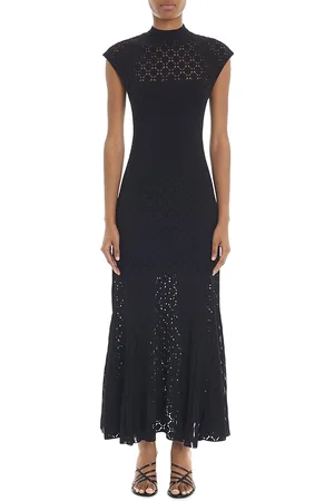 Lanvin Long Dress In Lace Effect Knit