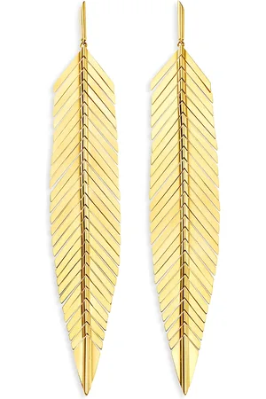 Cadar 18K Yellow Large Feather Earrings