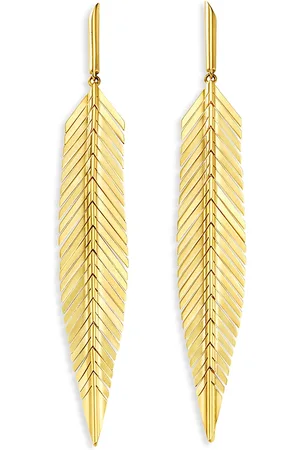 Cadar 18K Yellow Medium Feather Earrings