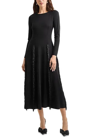 Misook Princess Seam Fringe Trim Knit Dress