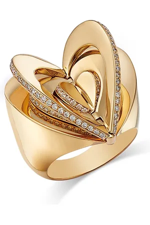 Cadar 18K Yellow Endless Diamond Folded Heart Statement Ring