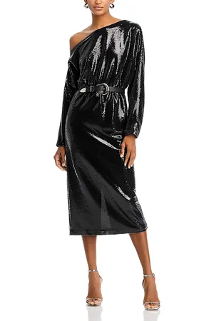 Misook Sequined One Shoulder Midi Dress