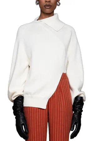 NONchalant Label Fold Neck Long Sleeve Sweater