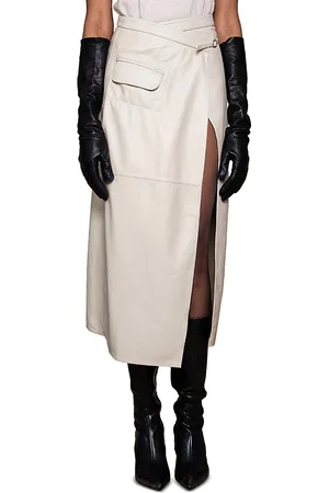 NONchalant Label Leather Wrap Midi Skirt