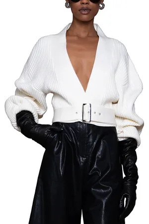 NONchalant Label Belted Deep V Sweater