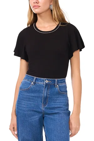 1. STATE Flutter Sleeved Embellished Neck Tee