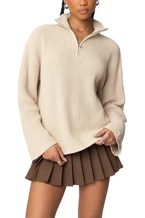 Edikted Amour High Neck Oversized Zip Sweater