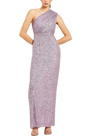 Mac Duggal Sequined Ruched One Shoulder Gown