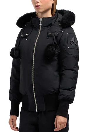 Moose Knuckles Debbie Shearling Trim Down Bomber Jacket