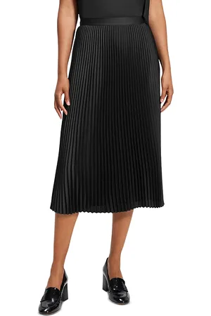 THEORY Slim Pleated Satin Skirt