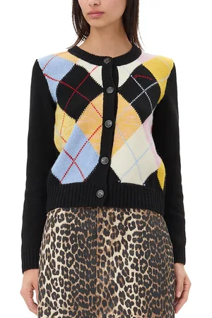 Ganni Harlequin Wool Blend Cardigan