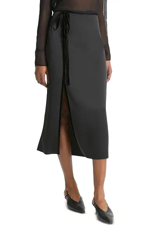 Vince Velvet Trim Side Slit Skirt