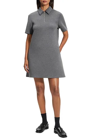 THEORY Polo Collar Half Zip Mini Dress