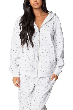 Edikted Bouquet Oversized Zip Up Hoodie