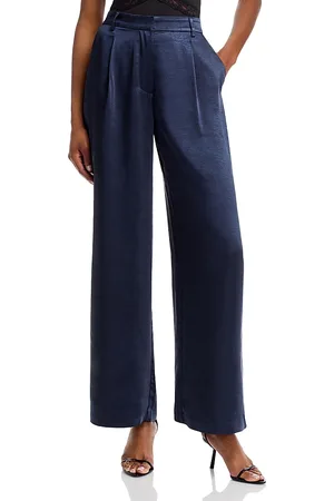 Aqua Satin Wide Leg Pants