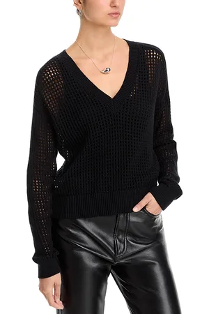 ATM Anthony Thomas Melillo Anthony Thomas Melillo V Neck Mesh Stitch Sweater