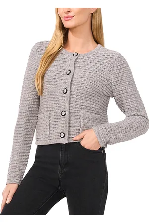 CE&CE Metallic Rib Knit Crewneck Cardigan
