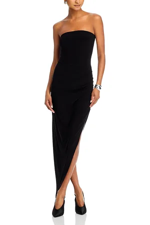 Norma Kamali Strapless Side Draped Gown
