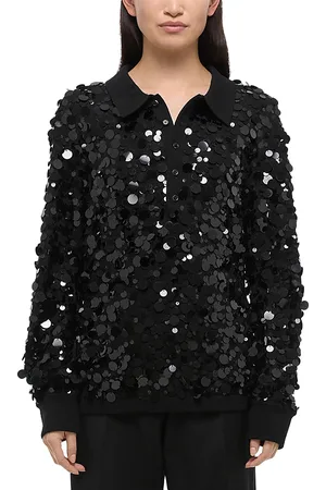 Helmut Lang Wool Palette Sequin Polo Top