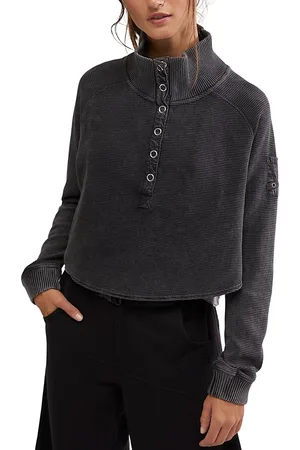 Free People Henley Style Oversized Long Sleeve Tee