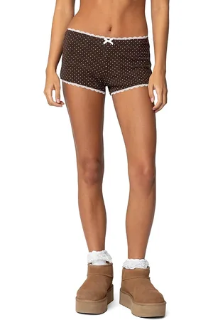 Edikted Juliana Polka Dot Ribbed Shorts