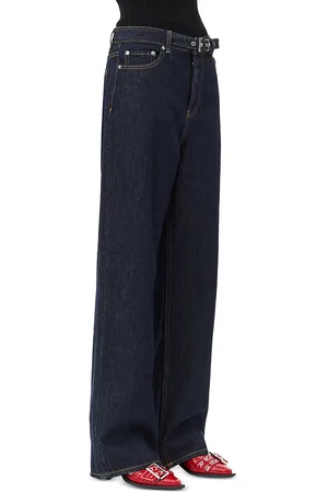 Ganni Izey Belted Wide Leg Jeans in