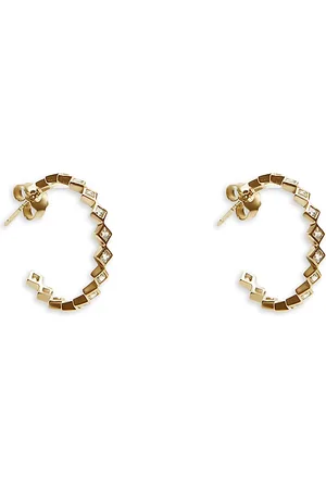 Argento Vivo Princess Cut Cubic Zirconia C Hoop Earrings in 18K Plated Sterling Silver
