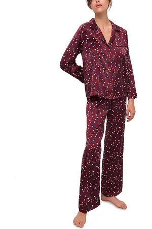 Eberjey Inez Printed Washable Silk Long Pajama Set