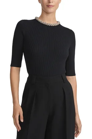 Lafayette 148 New York Wool Silk Beaded Sweater