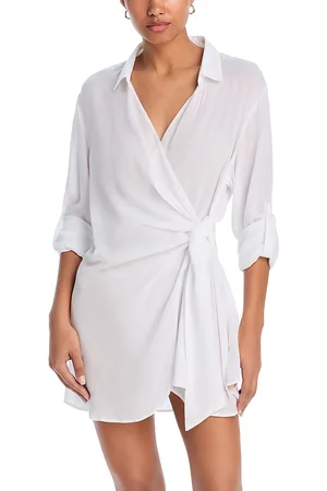Aqua Swim Wrap Shirt Dress Swim Cover-Up