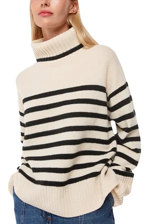 Whistles Stripe Wool Roll Neck Sweater