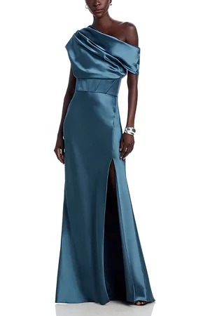 Amsale Asymmetric Draped Gown