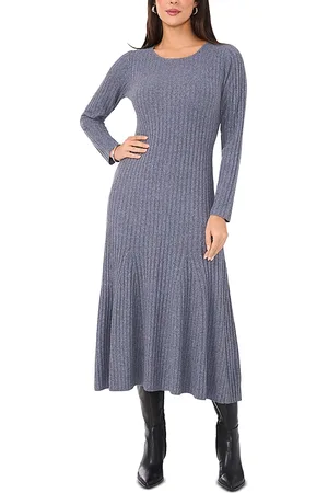 Vince Camuto Rib Knit Round Neck Midi Dress