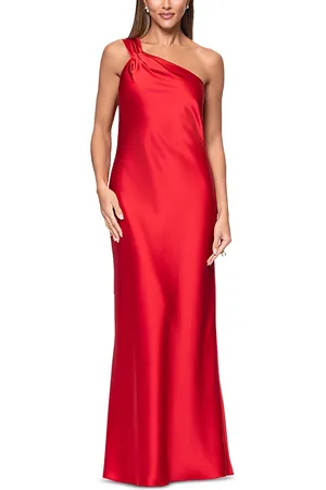 Aqua Satin One Shoulder Gown