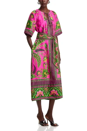 Farm Rio Ana Tie Front Midi Dress