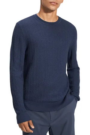 THEORY Long Sleeve Crewneck Herringbone Knit Sweater