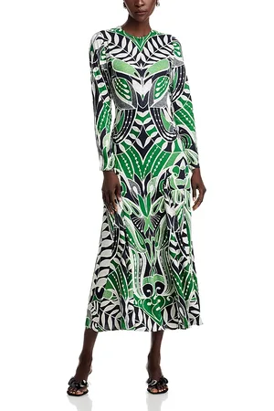 Farm Rio Long Sleeve Printed Midi Dress