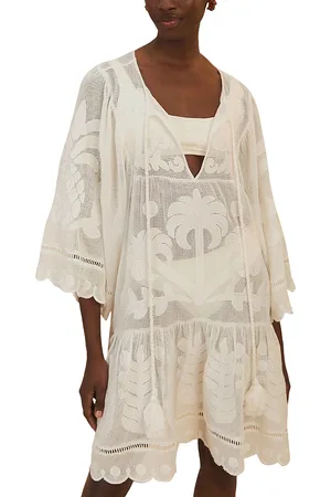 Farm Rio Palm Tree Tassel Tie Cover Up Mini Dress