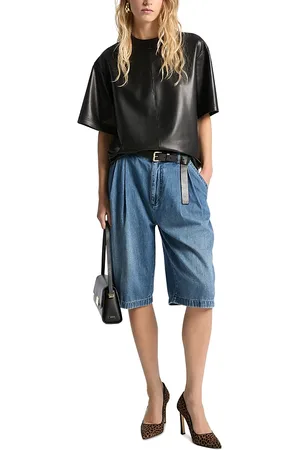 Michael Kors Michael Pleated Denim Bermuda Shorts