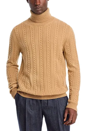 HUGO BOSS Wool & Cashmere Cable Knit Turtleneck Sweater