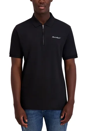 Karl Lagerfeld Half Zip Signature Logo Polo Shirt