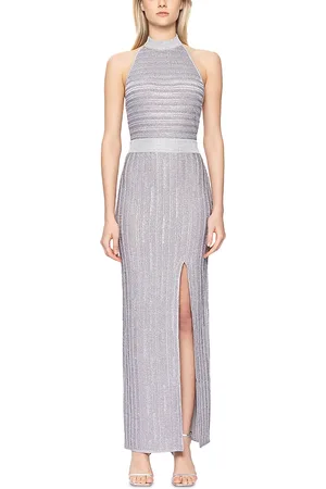 Hervé Léger Halter Eyelash Knit Gown