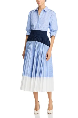 Simkhai Jenella Color Blocked Pleated Poplin Dress