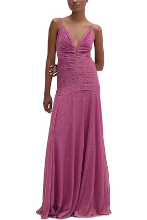 PATBO Pleated Plunging Neck Dress