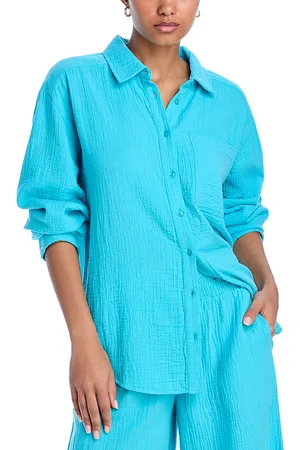 Echo Gauze Boyfriend Shirt Swim Cover-Up