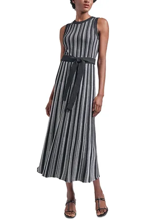 Misook Rib Knit Striped Maxi Dress